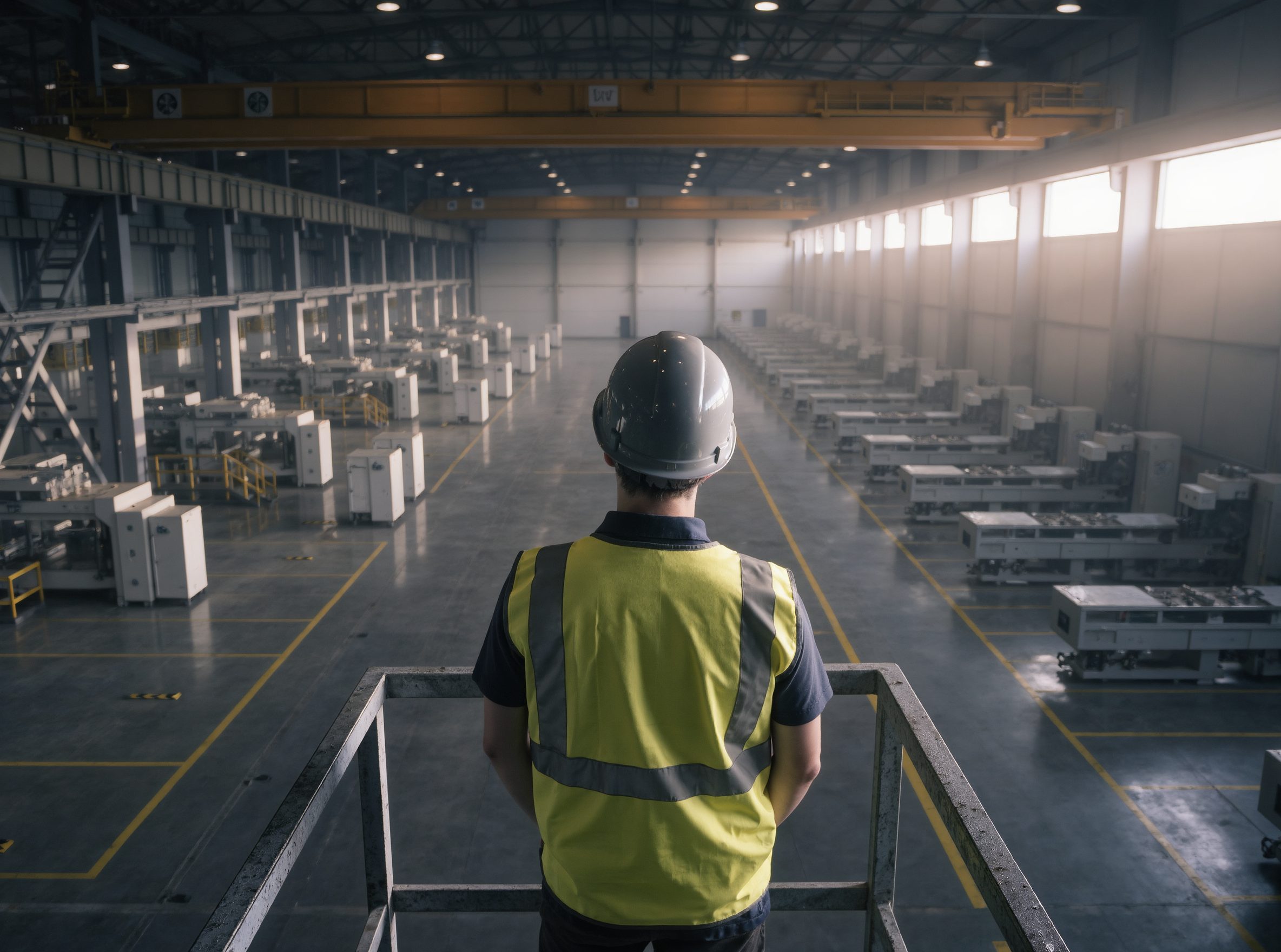 A supervisor overlooking a production floor